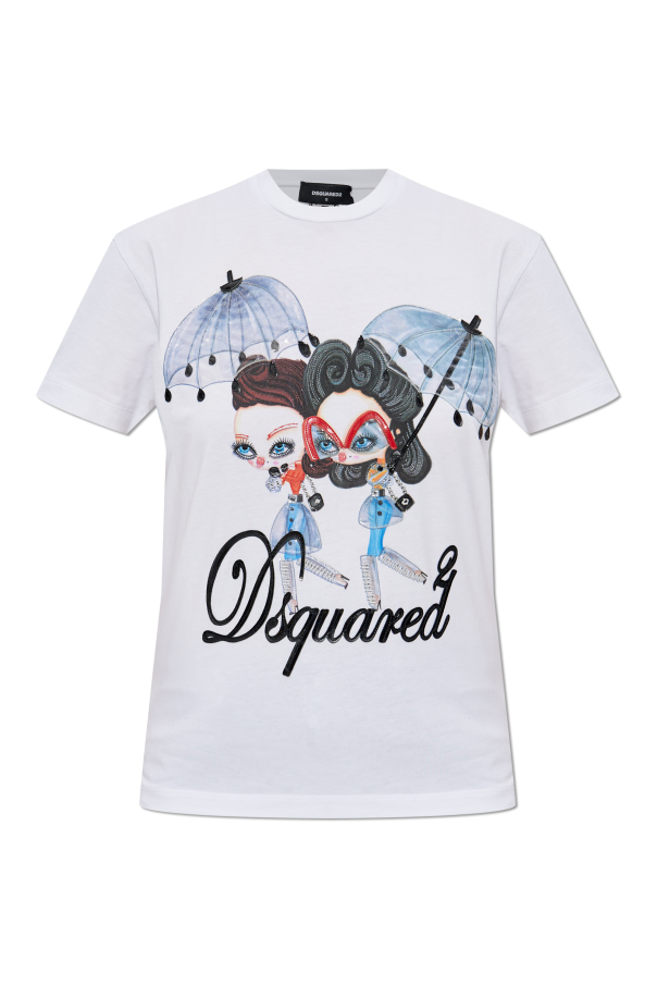T-shirt with print and shimmering applications od Dsquared2
