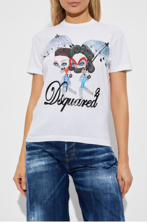 Dsquared2 Camiseta con estampado y aplicaciones brillantes