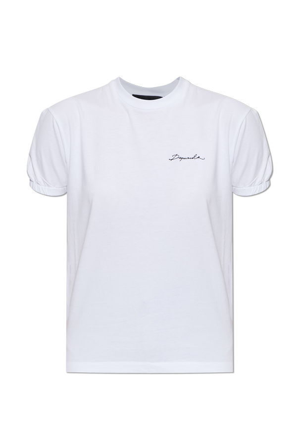 Dsquared2 Bawełniany t-shirt z bufiastymi rękawami