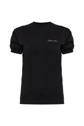 Bawełniany t-shirt z bufiastymi rękawami