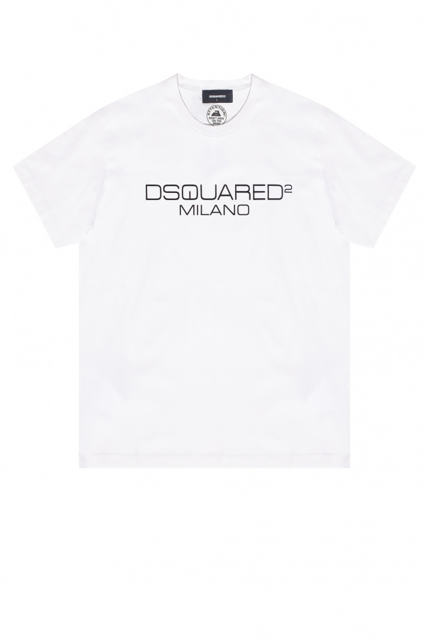Dsquared2 River Island short sleeve slim baseball shirt in white