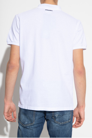 Dsquared2 White linen short-sleeve polo shirt from IL GUFO featuring slim cut