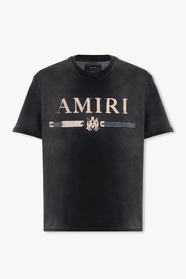 Amiri logo-tape detail hoodie Grigio