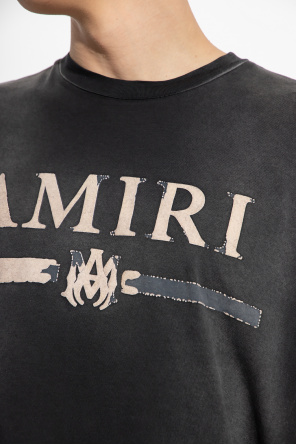 Amiri logo-tape detail hoodie Grigio
