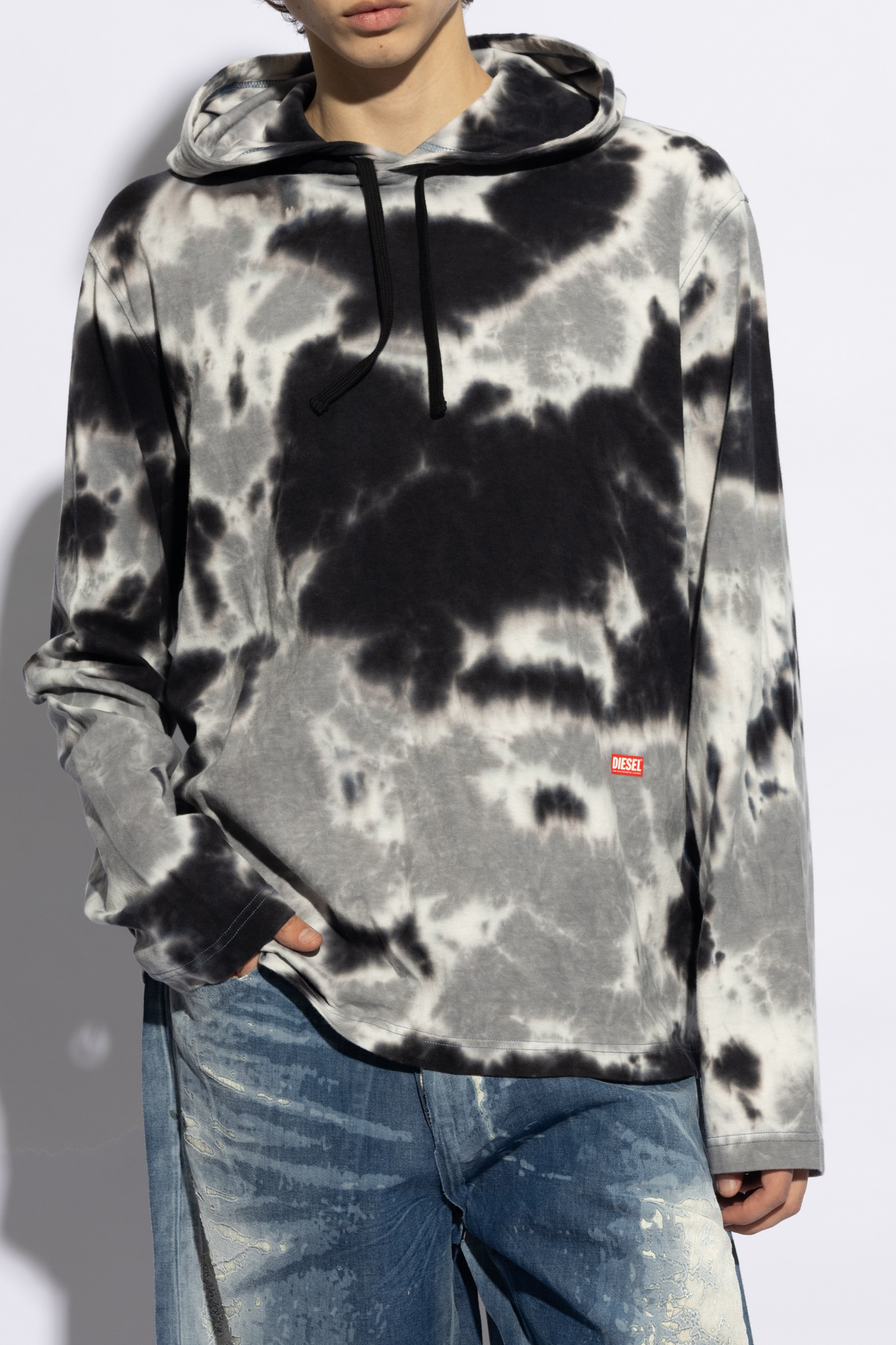 Diesel ‘T-CRANE-LS-HOOD-N1’ T-shirt with tech sleeves