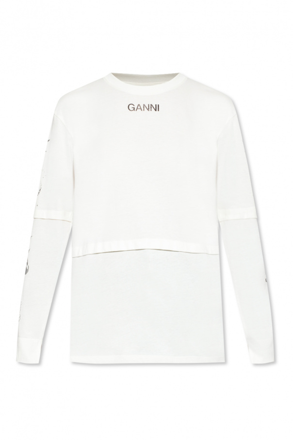Ganni Lagoon-print short-sleeved shirt