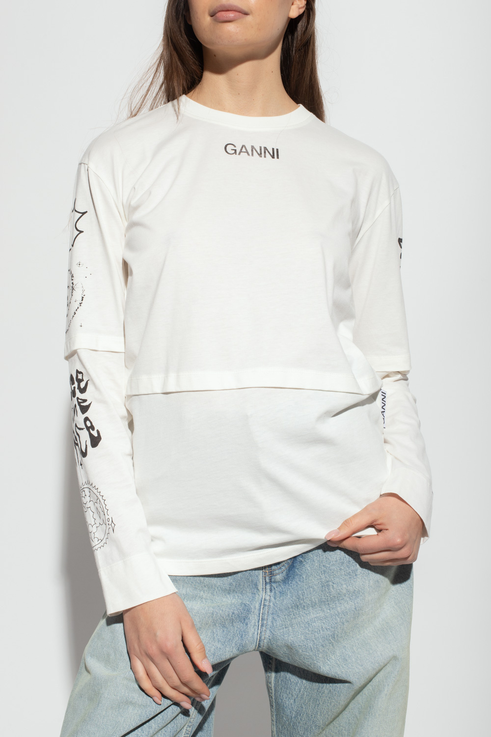 Ganni T-shirt with long sleeves