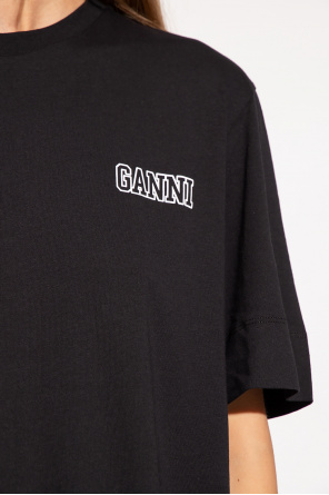 Ganni T-shirt cream with logo