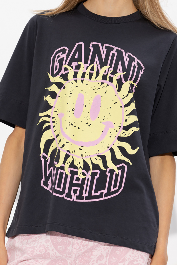 Ganni Printed Black T Shirt