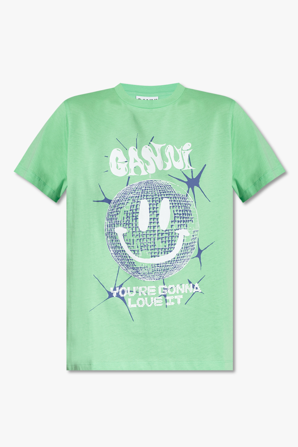 GANNI Printed teal T-shirt