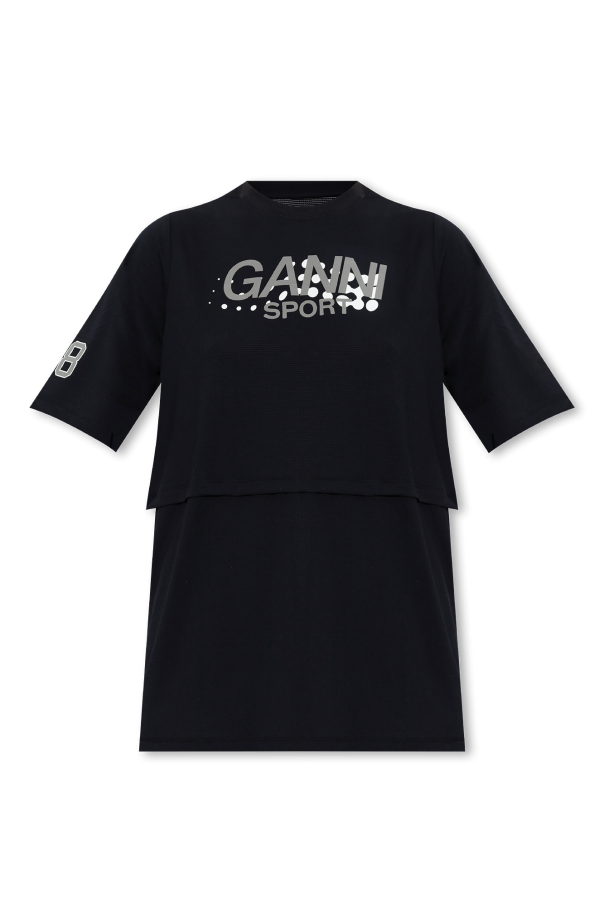 Ganni T-shirt sportowy z logo