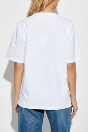 Ganni T-shirt with logo and shimmering appliques