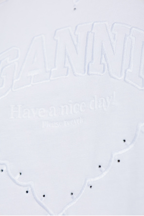 Ganni T-shirt with logo and shimmering appliques