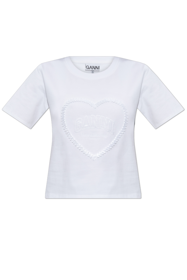 Ganni T-Shirt mit gesticktem Logo