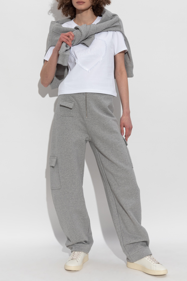 Ganni T-Shirt mit gesticktem Logo