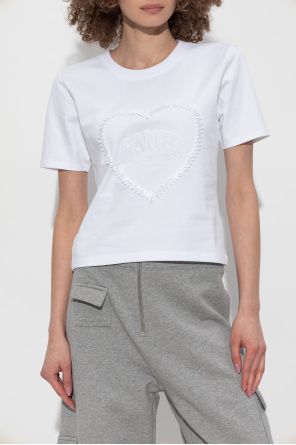 Ganni T-Shirt mit gesticktem Logo