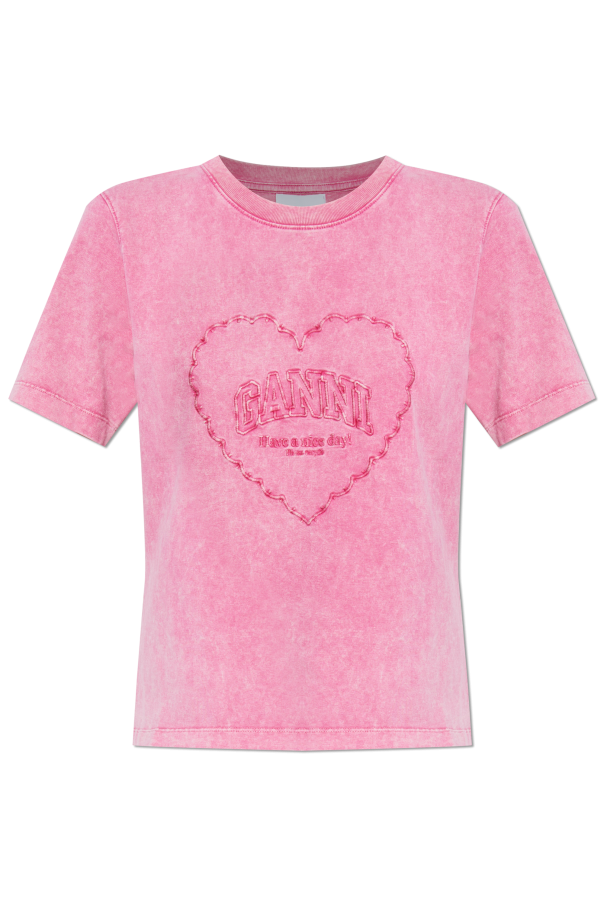 T-shirt with embroidered logo od Ganni