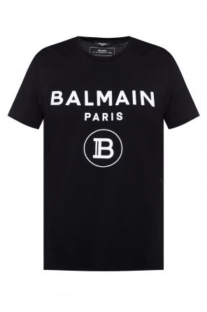 balmain logo print decorative button t shirt item