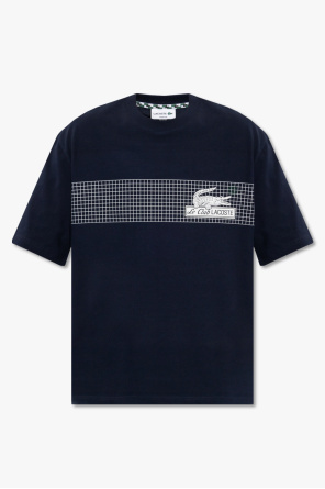 Lacoste T-shirt met krokodillogo in wit marineblauw