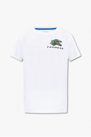 Lacoste Cropped-T-Shirt mit Slogan-Print Schwarz