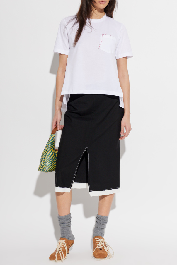 Marni Asymmetrical t-shirt with logo