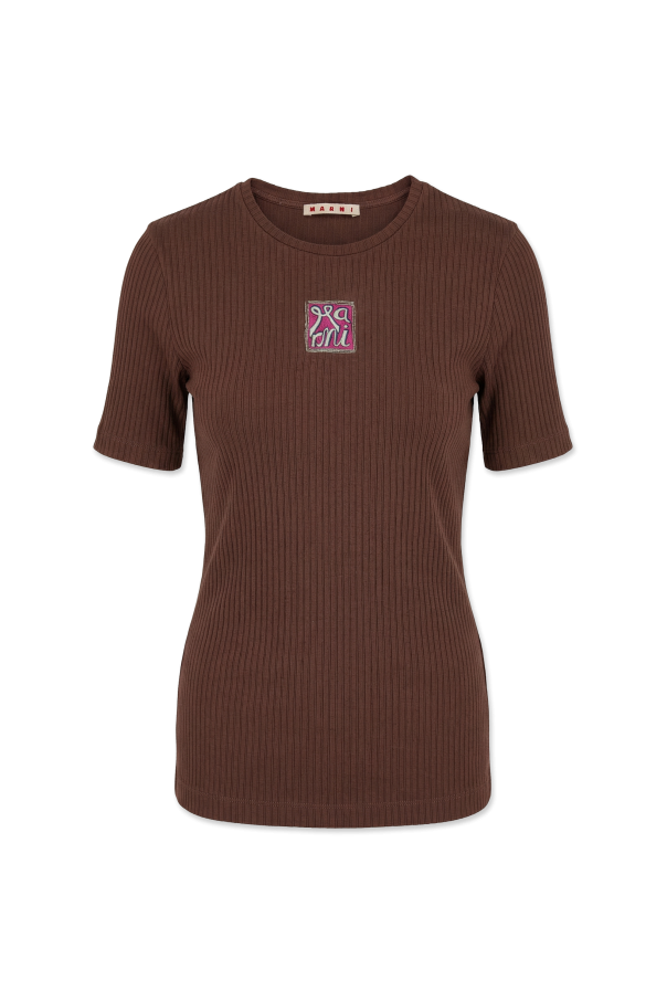 T-shirt with colorfully embroidered logo od Marni