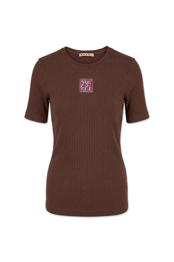 T-shirt with colorfully embroidered logo od Marni