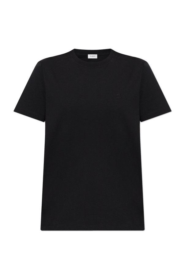 Cotton T-shirt with embroidered logo od Balmain
