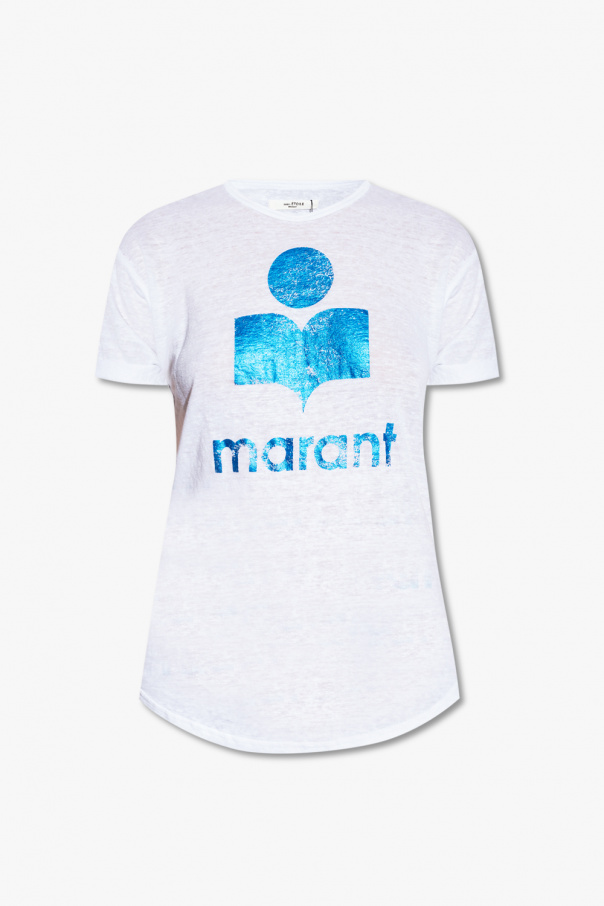 Marant Etoile Lniany t-shirt z logo ‘Koldi’