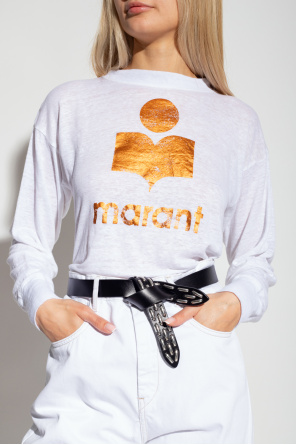 Isabel Marant Étoile ‘Klowia’ linen T-shirt rocha with logo