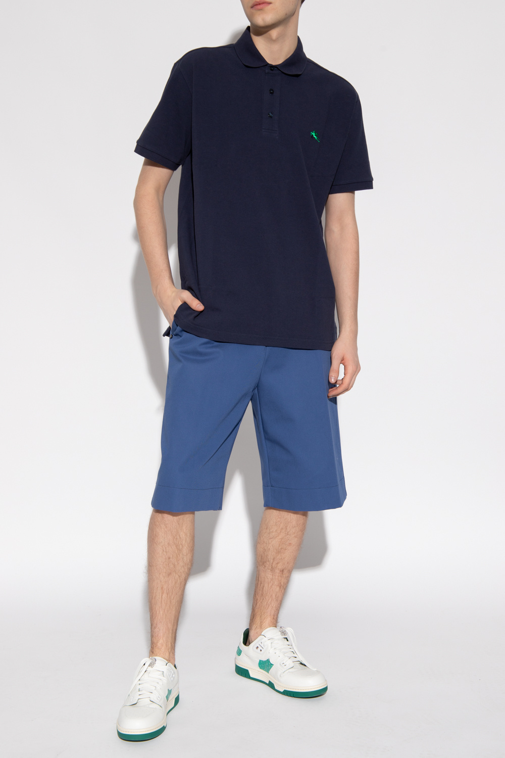 Etro knitted short-sleeved slim polo shirt Rosa