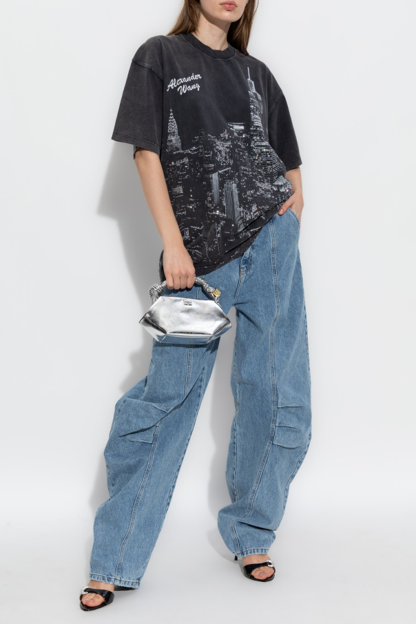 Alexander Wang Camiseta con estampado y aplicaciones brillantes