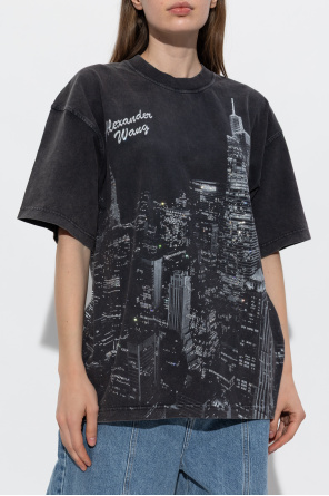 Alexander Wang Camiseta con estampado y aplicaciones brillantes
