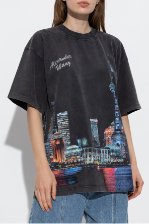 Alexander Wang T-Shirt mit Print und glänzenden Applikationen