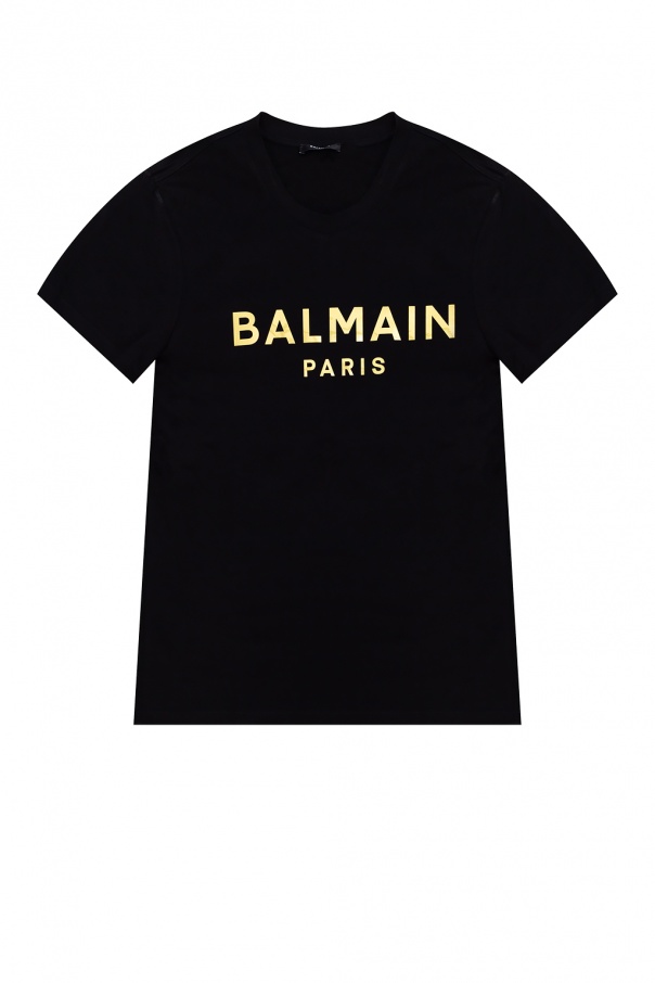 Balmain organic Balmain monogram-detail striped shirt Black