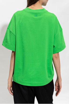 logo-print sweatshirt Tech Green ball-chain collar shirt