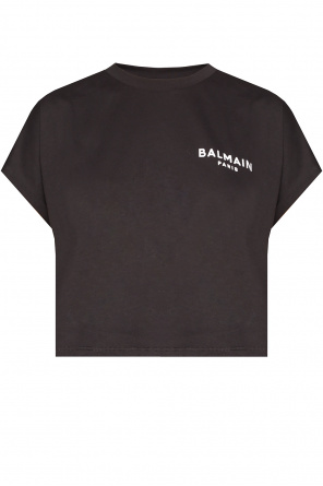 Balmain Cropped-Top mit Print Weiß