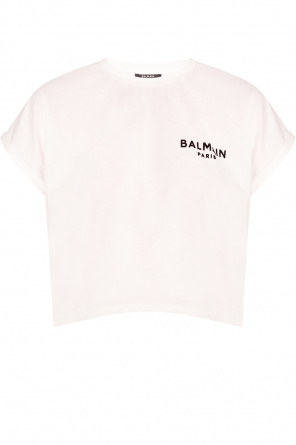 Balmain Kids logo-print cotton dress White