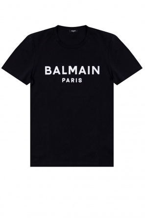 Balmain monogram-print band-collar shirt