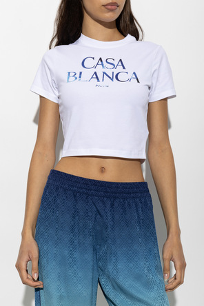 Casablanca T-shirt curta com logótipo estampado
