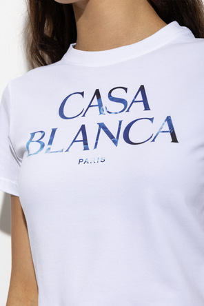 Casablanca T-shirt curta com logótipo estampado