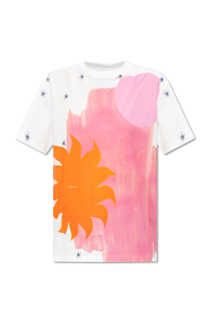 Floral motif t-shirt od moschino smiley logo print hoodie item