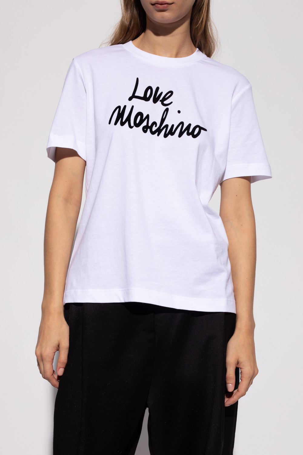 Love Moschino PURE COTTON SHORT SLEEVES T-SHIRT IN WHITE UA