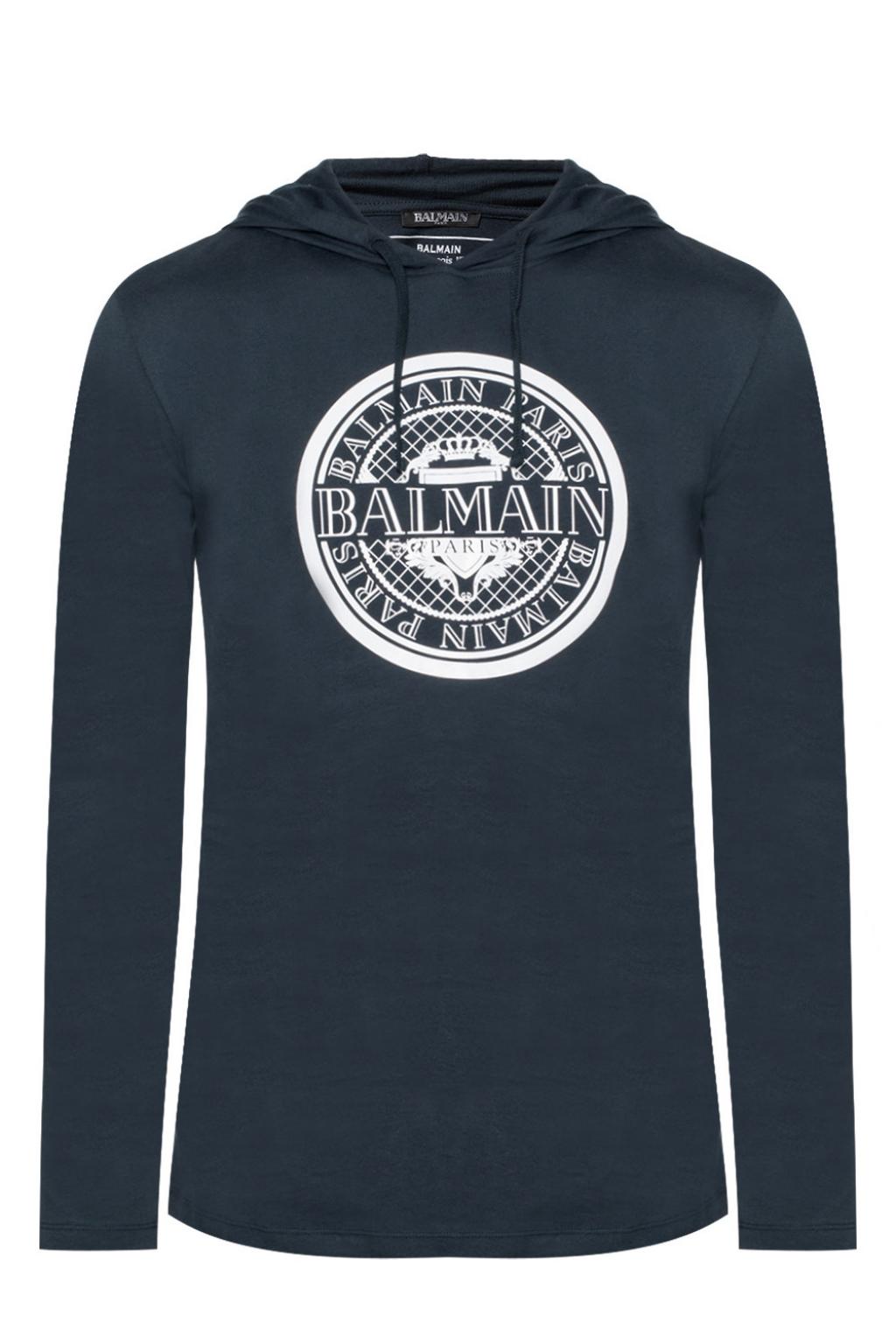 balmain hooded t shirt