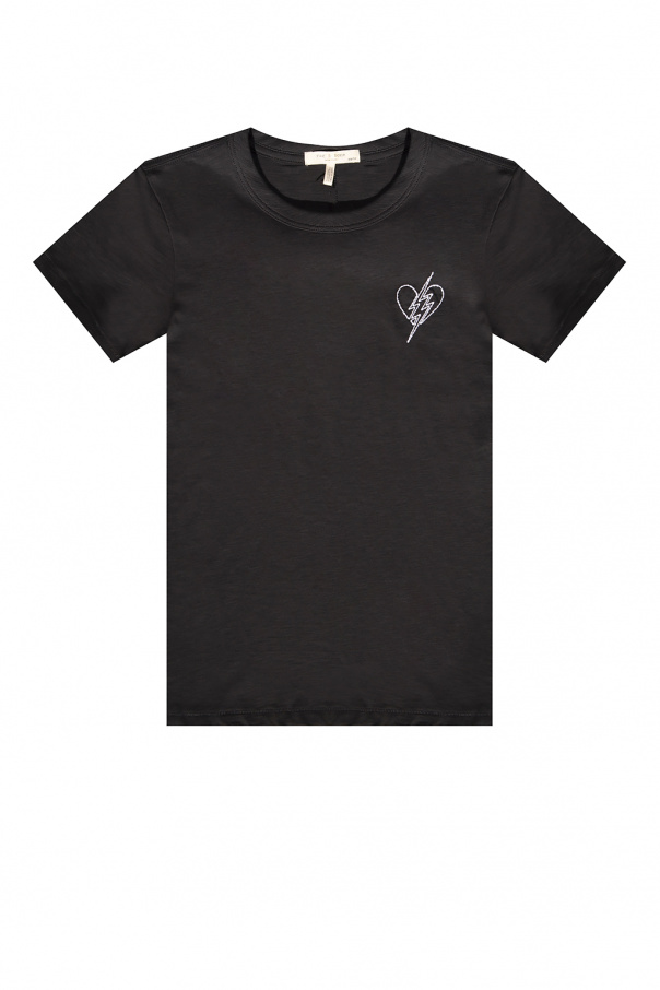 Karl Lagerfeld logo patch zip-up jacket  Herrigbone cotton T-shirt