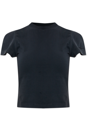 Cropped t-shirt with embroidered logo