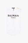balmain panelled logo-print short-sleeved T-shirt Verde