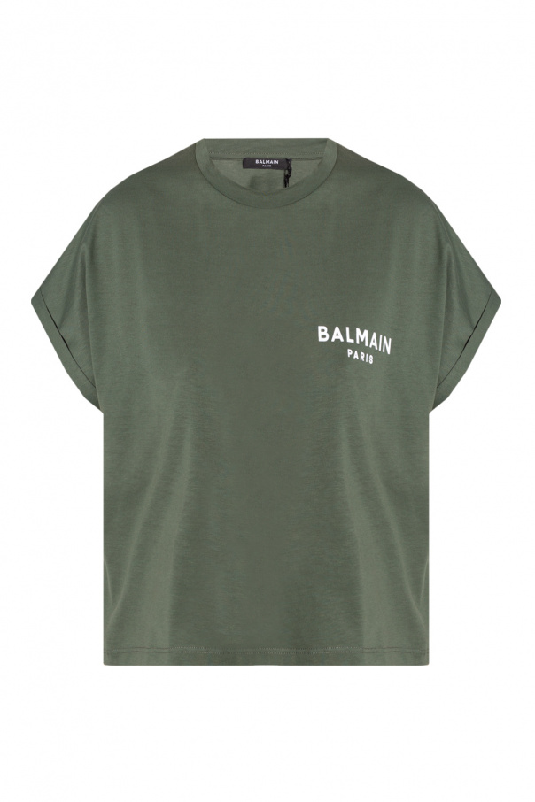 Balmain Cropped T-shirt with logo