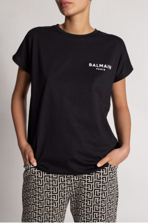 balmain button-embellished Logo-printed T-shirt