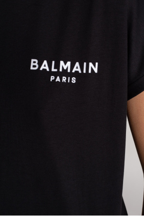 balmain button-embellished Logo-printed T-shirt